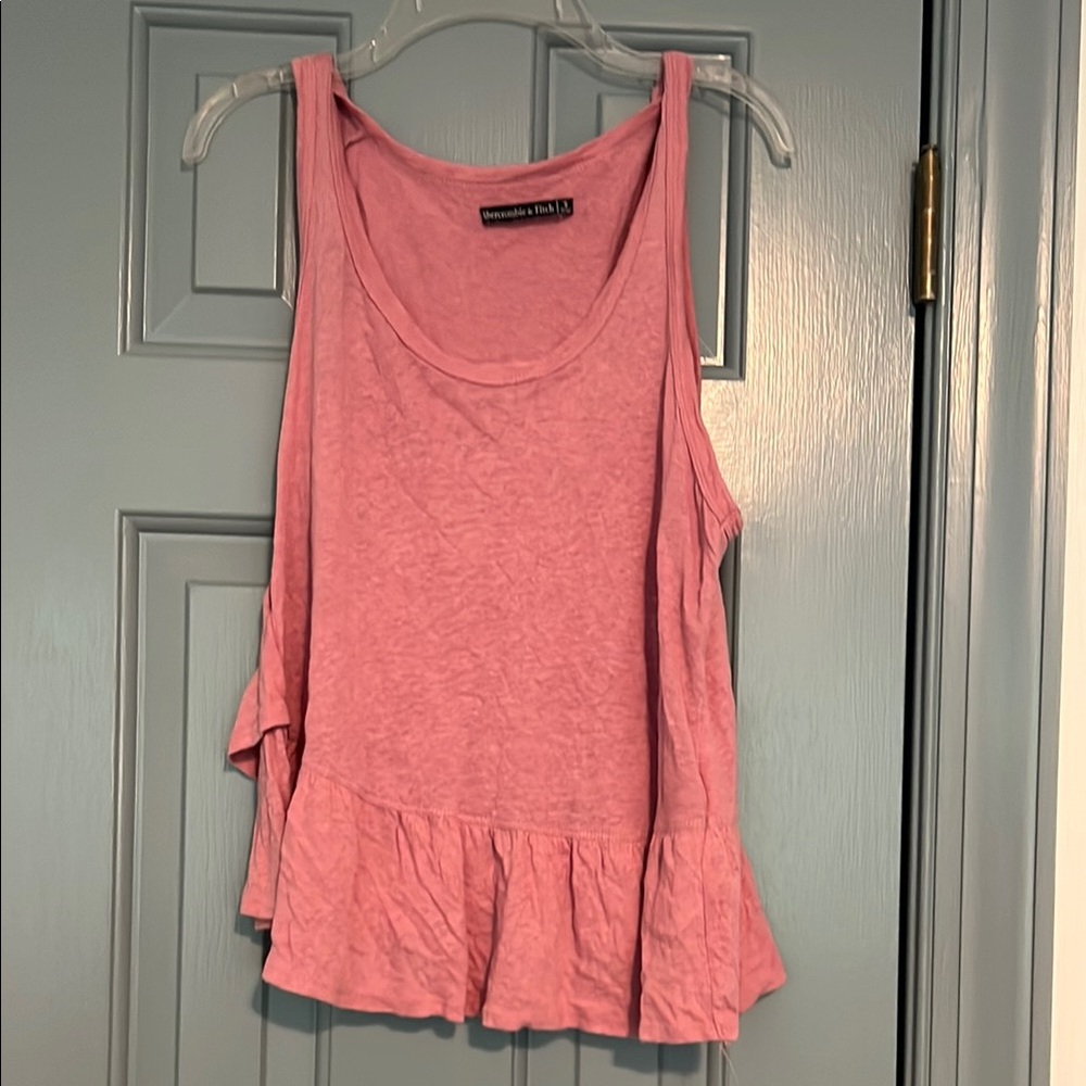 American Eagle Outfitters Pink Ruffle Hem Tank Top